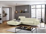 Ecksofa W.SCHILLIG "piedroo, Designsofa mit tollem Sitzkomfort, bequem und elegant, L-Form", beige (sahara s37), B:303cm H:70cm T:193cm, Stoff S37 (100% Polyester): Luxus-Microfaser in Lederoptik, Sofas, Ecksofa, Kopfteilverstellung, wahlweise mit Sitztiefenverstellung, Breite 303cm