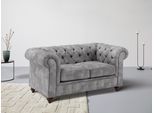 Chesterfield-Sofa HOME AFFAIRE "Chesterfield 2-Sitzer B/T/H: 150/89/74 cm", grau (hellgrau), B:150cm H:74cm T:89cm, Struktur (100% Polyester), Sofas, Chesterfield-Sofa, mit hochwertiger Knopfheftung, auch in Leder