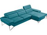 Ecksofa EGOITALIANO "Princess, elegantes Designsofa mit erstklassigem Sitzkomfort, L-Form", blau (türkis), B:282cm H:95cm T:168cm, Leder CAREZZA (echtes Rindsleder) ist ein Naturleder, dass die ursprünglichen Eigenschaften der Haut nicht verändert. Das Vorhandensein von verheilten Narben, Körnungsunterschiede, Falten, Adern, Unterschiede in den Farbtönen und andere Spuren, die die Natur auf diesen
