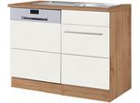Spülenschrank KOCHSTATION "KS-Wien", weiß (weiß, wotaneiche), B:110cm H:85cm T:60cm, Holzwerkstoff, Schränke, Spülenschrank, Breite 110 cm, inkl. Möbelfront für teilintegrierbaren Geschirrspüler