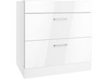 Kochfeldumbauschrank KOCHSTATION "KS-Milan", weiß (weiß hochglanz), B:80cm H:82cm T:60cm, MDF, Schränke, Kochfeldumbauschrank, Kochfeldumbau 80 cm, matte oder hochglänzende Fronten
