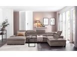 Wohnlandschaft HOME AFFAIRE "Alberto U-Form", grau (taupe), B:350cm H:73cm T:228cm, 90% Polyester, 10% Polyamid;Microfaser in Antiklederoptik (100% Polyester);Luxus-Microfaser Vintageoptik (100% Polyester);Luxus-Microfaser weich (90%Polyester 10%Polyamid), Sofas, Wohnlandschaft, mit Kopfteilverstellung, wahlweise mit Bettfunktion