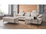 Ecksofa OTTO HOME "Costello L-Form, B: 301 cm mit Sitztiefen-, Armteilverstellung &", beige (natur), B:301cm H:89cm T:176cm, 100% Polyester;Samtoptik (100% Polyester), Sofas, Ecksofa, 3 Nierenkissen, optional Bettfunktion & Bettkasten