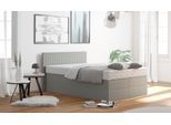 Boxspringbett, grau, B:155cm L:210cm, Bezug: 100% Polyester;Polsterwatte: 100% Polyester, WESTFALIA SCHLAFKOMFORT, Komplettbetten, Boxspringbett, mit Zierkissen, wahlweise mit Topper