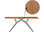 Esstisch SIT, braun (natur, antiksilber, antiksilber, natur), B:240cm H:73cm T:100cm, Platte recyceltes Teak, Gestell Metall, Tische, Esstisch, mit rustikaler Oberfläche