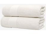 Duschtücher WOLKENFELD "Premium Low-Twist Baumwolle 550 g/m² – 2 große Duschtücher", weiß, B:70cm L:140cm, Frottier, Baumwolle, Handtücher, Duschtücher, 70×140 cm – weich, saugfähig und ideal für Bad & Wellness