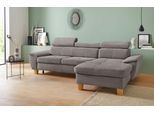 Ecksofa EXXPO - SOFA FASHION "Enya, aufwendige Detailverarbeitung, hoher Sitzkomfort, bequem, L-Form", grau (hellgrau), B:280cm H:79cm T:167cm, Luxus-Microfaser Vintageoptik (100% Polyester);Webvelours (92% Polyester, 8% Nylon), Sofas, Ecksofa, inkl. Kopfteilverstellung, wahlweise mit Bettfunktion und Bettkasten