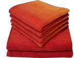 Handtuch Set DYCKHOFF "mit Farbverlauf", rot, 6 Stk., Walkfrottee, Walkfrottee, Obermaterial: 100% Baumwolle, Handtuch-Sets, Handtuch Set, mit Farbverlauf;4 Handtücher (50x100cm), 2 Duschtücher (70x140cm)