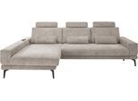 Ecksofa "SO 3600, inkl motor. Sitztiefenverstellung, Kopfstützen, Nierenkissen", grau (kama stone), B:293cm H:83cm T:180cm, 100% Polyester, SET ONE BY MUSTERRING, Sofas, Ecksofa, Sitzhöhe 42 cm, Kaltschaum, Breite 293 x Tiefe 180 cm, Kama stone
