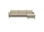 Ecksofa FLEXLUX "Fiore, super Sitzkomfort durch Kaltschaum im Sitz, L-Form", beige (sandy beige), B:247cm H:85cm T:92cm, 100% Polyester, Sofas, Ecksofa, schmale Armlehnen, Füße Alu+ Eiche