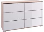 Schubkastenkommode WIMEX "Easy", braun (struktureichefarben hell, weißglas), B:130cm H:83cm T:41cm, Sideboards, Schubkastenkommode, mit Glas- oder Spiegelfront