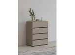 Kommode OTTO HOME "Cross,Breite 60 cm, moderne grifflose Sideboard,4 Schubkästen", beige (braun), B:60cm H:78,5cm T:40cm, Sideboards, Kommode, Schubladenschrank mit viel Stauraum, Flur Highboard