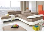Ecksofa COTTA "Solution L-Form", weiß (altweiß, schlamm), B:279cm H:73cm T:228cm, Sofas, Ecksofa, mit Arm- & Kopfteilverstellung, wahlweise mit Bettfunktion