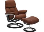 Relaxsessel STRESSLESS "Ruby", braun (copper paloma), B:76cm H:100cm T:75cm, Leder PALOMA: durchgefärbtes Semianilin-Möbelleder;Leder BATICK: durchgefärbtes und genarbtes Möbelleder, Sessel, Relaxsessel, mit Signature Base, Größe S, Gestell Eiche, Wenge, Braun & Schwarz