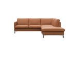 Ecksofa FLEXLUX "Fiore, L-Form", braun (modern cogna), B:234cm H:85cm T:225cm, 100% Echteder, Sofas, Ecksofa, schmale Armlehnen, Füße Alu/schwarz, B/T 234/225cm, Kaltschaum im Sitz