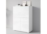 PC-Schrank HOME AFFAIRE "Vera, Sekretär, Home-Office-Schreibtisch mit LED-Beleuchtung", weiß (weiß, weiß hochglanz), B:90cm H:125,1cm T:42cm, Sekretäre, PC-Schrank, Multifunktional mit Stauraum, klappbare Tischfläche, LED, B 90 cm