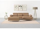 Ecksofa SIT & MORE "Cabrio L-Form, B: 295 cm, mit Sitztiefen-, Arm- & Kopfteilverstellung", braun (cappucino), B:295cm H:87cm T:180cm, Sofas, Ecksofa, 2 Nierenkissen, Federkern, optional Bettfunktion und Stauraum