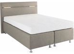 Boxspringbett, beige (struktustoff dunkelbeige), mit LED-Beleuchtung, Liegefläche B/L: 140cm x 200cm, H3, 7-Zonen-Kaltschaummatratze, Bezug Unterbox und Kopfteil: Strukturstoff (77% Polyester und 23% Viskose);Bezug Obermatratze 100% Polyester, waschbar bis 60C, WESTFALIA SCHLAFKOMFORT, Komplettbetten, Boxspringbett, wahlweise mit LED-Beleuchtung