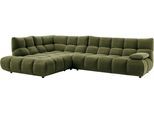 Ecksofa HOME AFFAIRE "Cozy Bubble, mit klappbarer Armlehne, Breite 324 cm", moos, B:324cm H:85cm T:211cm, 95% Polyester, 5% Nylon, Sofas, Ecksofa, mit eleganter Steppung, Rundumbezug & weicher Polsterung
