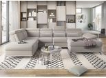 Wohnlandschaft SIT & MORE "Cabrio U-Form, B: 359 cm, mit Sitztiefen-, Arm- & Kopfteilverstellung", grau (elephant), B:359cm H:87cm T:230cm, 100% Polyester, Sofas, Wohnlandschaft, 3 Nierenkissen, Federkern, optional Bettfunktion und Stauraum