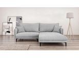 Ecksofa HOME AFFAIRE "ALEXANDRIA mit Recamiere rechts oder links bestellbar, moderne Bezüge", grau (hellgrau), B:246cm H:86cm T:190cm, 100% Polyester, Sofas, Ecksofa, L-Form mit Wellenunterfederung, Maße: B/H/T 246/86/190 cm