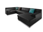 Wohnlandschaft DOMO COLLECTION "Amando in vielen Bezugsvarianten, auch in Leder, komfortabel, U-Form", schwarz, B:332cm H:74cm T:182cm, PRIMABELLE-Microfaser aus 100% Polyester;SOFTLUX-Kunstleder;Strukturstoff aus 90% Polyester und 10% Polyacryl;NaturLEDER - echtes Rindsleder, Sofas, Wohnlandschaft, wahlweise mit Bettfunktion, fester Sitzkomfort, frei im Raum stellbar