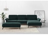 Ecksofa HOME AFFAIRE "Fjord L-Form", grün (dunkelgrün), B:324cm H:93cm T:184cm, 100% Polyester, Sofas, Ecksofa, massiv, wahlweise mit Armlehnfunktion, Kopf- Sitztiefenverstellung
