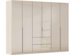 Drehtürenschrank OTTO HOME "Kleiderschrank Kleiderschränke Schrank Garderobe AGORDO mit Glasfront", beige (beige, glas beige (champagner)), B:271cm H:210cm T:54cm, Holzwerkstoff, Schränke, Drehtürenschrank, mit Außenschubkästen, in 7 Breiten und 2 Höhen MADE IN GERMANY