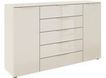 Schubkastenkommode RAUCH "Kommode Türkommode Sideboard Kombikommode FLIPP mit Glasfront", beige (beige, glas beige (champagner)), B:160cm H:100cm T:42cm, Holzwerkstoff, Sideboards, Schubkastenkommode, 2-trg mit 5 Schubladen und Soft-Close, 2 Breiten MADE IN GERMANY