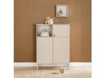 Highboard PAIDI "MILA & BEN Steiff by PAIDI in Beige, 3 Türen mit Push-to-open", beige (cashmere, beige, scandinavian, wood), B:94,8cm H:129,6cm T:40,1cm, Holzwerkstoff, Sideboards, Highboard, stabiles Regal mit Massivholz-Füßen, Standregal, geprüfte Qualität