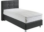 Boxspringbett, grau (anthrazit), B:115cm L:210cm, Bezug: Kunstleder, Polyurethan;Polsterung: 100% Polyester, WESTFALIA SCHLAFKOMFORT, Komplettbetten, Boxspringbett, mit Knöpfen in Kristalloptik, wahlweise mit Topper
