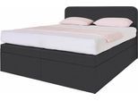 Boxspringbett, schwarz, B:145cm L:212cm, Box und Kopfteil: Microvelours (100% Polyester) oder Kunstleder (Polyurethan);Bezug der Obermatratze: 100% Polyester, WESTFALIA SCHLAFKOMFORT, Komplettbetten, Boxspringbett, wahlweise mit Bettkasten