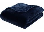 Wohndecke GÖZZE "Premium Cashmere Feeling", blau (nachtblau), B:180cm L:220cm, Polyester, Wohndecken, Wohndecke, mit premium Cashmere Feeling, Kuscheldecke