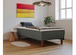 Boxspringbett HOME AFFAIRE "Osterberg", grau (anthrazit), B:141cm L:201cm, 100% Polyester, Komplettbetten, Boxspringbett, mit Taschen-Federkernunterbox