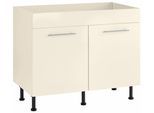 Spülenschrank WIHO KÜCHEN "Ela", beige (front und korpus: magnolia), B:100cm H:86,5cm T:58cm, Schränke, Spülenschrank, Breite 100 cm, höhenverstellbare Füße