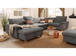 Wohnlandschaft HOME AFFAIRE "Lyla U-Form", grau (stone), B:352cm H:81cm T:214cm, Feinstruktur weich (100% Polyester);Luxus-Microfaser Lederoptik (100% Polyester);Microfaser PRIMABELLE (100% Polyester), Sofas, Wohnlandschaft, wahlweise mit Rückenfunktion und zusätzlich mit Bett + Bettkasten