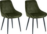 Polsterstuhl SIT "Lahti Armlehnstuhl 2er-Set mit Samtbezug & Metallbeinen", grün (grün, schwarz, schwarz, grün), B:48cm H:84cm T:57cm, Metall, Polyester, Stühle, Polsterstuhl, Festes 5 cm Sitzkissen & angedeutete Armlehnen für hohen Sitzkomfort