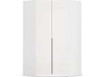 Eckkleiderschrank OTTO HOME "Kleiderschrank Schrank Ankleidezimmer Schlafzimmer Garderobe AGORDO", weiß (alpinweiß, glas kristallweiß), B:117cm H:229cm T:117cm, Holzwerkstoff, Schränke, Eckkleiderschrank, mit Glastüren, voll ausgestattet mit viel Stauraum MADE IN GERMANY