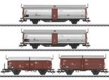 Güterwagen MÄRKLIN "Schiebedach-/Schiebewandwagen-Set Tbes-t-66 - 47301", braun (braun, grau), Modelleisenbahn-Fahrzeuge, Kinder, Kunststoff, Metall, Güterwagen, Made in Europe