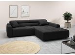 Ecksofa 3C CANDY "Denver auch mit Cord- und Easy care-Bezug, Kopfteilverstellung L-Form", schwarz, B:258cm H:68cm T:217cm, 96% Polyester, 4% Polyacryl, Sofas, Ecksofa, wahlweise. mit motorischer Sitztiefenverstellung