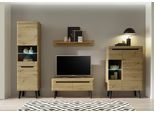 Wohnwand HOME AFFAIRE "Torge, Anbauwand, Schrankwand, Mediawand, Wohnzimmer-Set", schwarz (eiche artisan dekor, eiche artisan dekor, applikationen schwarz), B:344cm, Kastenmöbel-Sets, Wohnwand, Lowboard: (B/T/H): 107/ 40/ 50 cm