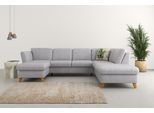 Wohnlandschaft HOME AFFAIRE "Trelleborg U-Form", silber, B:307cm H:86cm T:213cm, 100% Polyester, Sofas, Wohnlandschaft, Federkern-Polsterung, wahlweise mit Bettfunktion und Stauraum