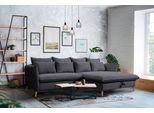 Ecksofa EXXPO - SOFA FASHION "WALPY, elegant & modern, bequem, schmale Armlehnen, Breite 274cm", grau (anthrazith), B:274cm H:88cm T:170cm, Sofas, Ecksofa, L-Form, wahlweise mit Bettfunktion und Bettkasten, in Cord