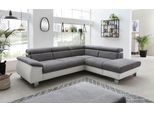 Ecksofa COTTA "Komaris L-Form, B: 249 cm", weiß (weiß, stone), B:249cm H:72cm T:100cm, Microfaser PRIMABELLE (100% Polyester);Kunstleder SOFTLUX;Feinstruktur (100% Polyester);Kunstleder SOFTLUX/Struktur (100% Polyester);NaturLEDER, Sofas, Ecksofa, mit Kopfteilverstellung, optional Bettfunktion, Bettkasten & Licht