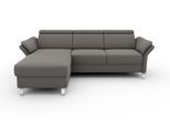 Ecksofa SIT & MORE "Vincenzo L-Form", grau (hellgrau), B:252cm H:84cm T:165cm, Sofas, Ecksofa, inklusive Kopfteilverstellung, wahlweise mit Bettfunktion, Bettkasten