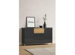 Sideboard OTTO HOME "Onyx, Kommode mit 3 Schubladen und 2 Türen, UV Lackierung Hochglanz", grau (anthrazit, walnussfarben), B:152cm H:88cm T:45cm, Holzwerkstoff, Sideboards, Sideboard, Kombikommode mit Soft-Close-Funktion, Maße (B/T/H) 152/45/88cm