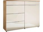 Kombikommode WIEMANN "Como", beige (bianco, eiche, dekor, glas champagner, chrom), B:140cm H:91,2cm T:43cm, Floatglas, Holzwerkstoff, Metall, Sideboards, Kombikommode, vormontiert