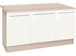 Kücheninsel OPTIFIT "Bern", weiß (küche: weiß, korpus: akaziefarben, arbeitsplatte: akaziefarben), B:160cm, Komplettküchen-Sets, Kücheninsel, mit durchgehender Arbeitsplatte als Theke, Breite 160 cm