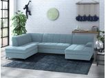 Wohnlandschaft HOME AFFAIRE "Balme, moderne Formensprache, zeitloses Design, U-Form", blau (petrol), B:297cm H:75cm T:195cm, 95% Polyester, 5% Nylon, Sofas, Wohnlandschaft, Inkl. Zierkissen, wahlweise mit Bettfunktion