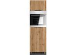 Kühlumbauschrank KOCHSTATION "KS-Lagos", grau (listrado eiche, grafitgrau), B:60cm H:82cm T:60cm, Holzwerkstoff, Schränke, Kühlumbauschrank, Breite/Höhe 60/200 cm, mit 2 Türen und 1 offenen Nische